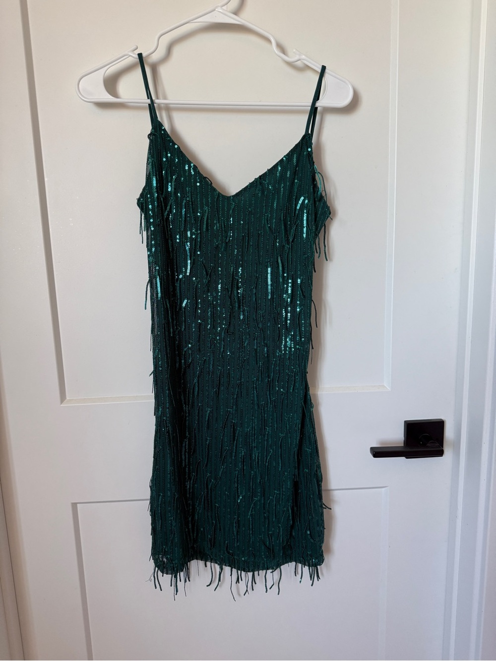 Inspired Hearts Emerald Green Sequin Fringe Slip Dress